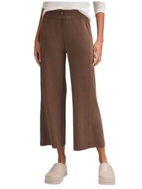 Lululemon Ribbed Softstreme Mid-Rise Wide-Leg Cropped Pant 25" Java Brown 14